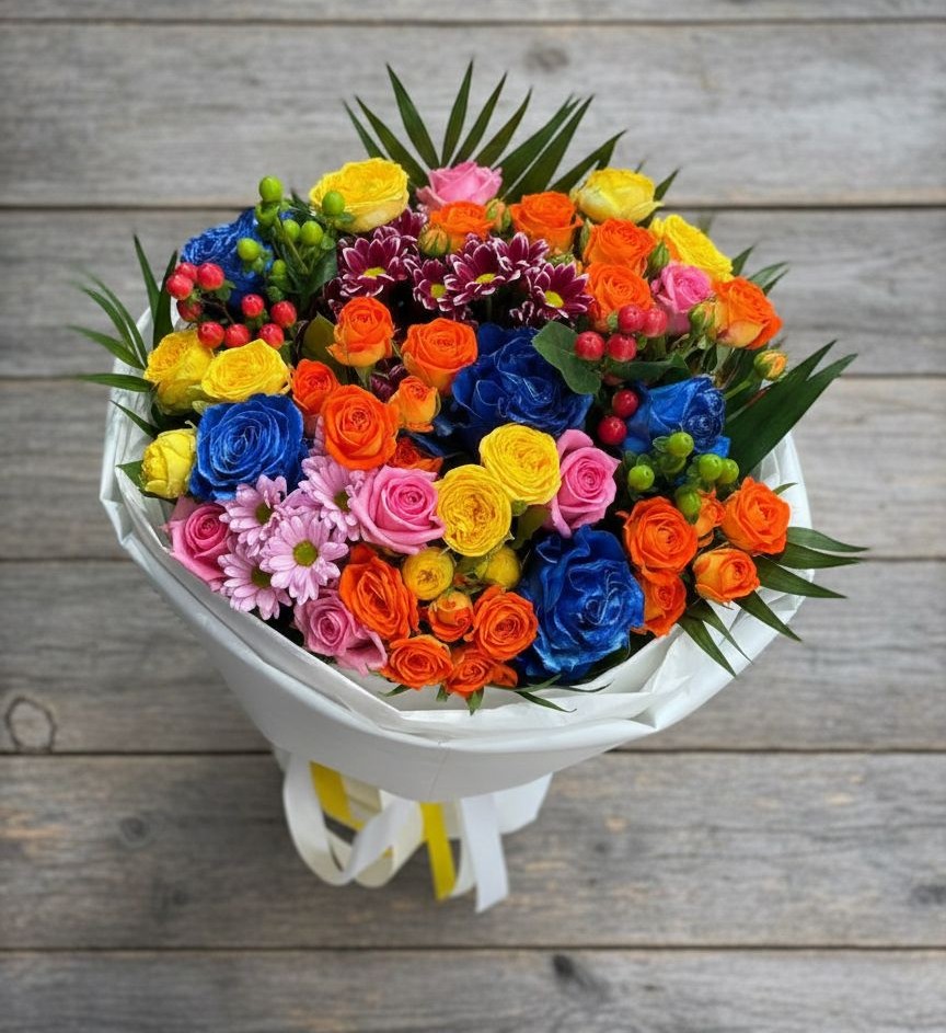 Букет цветов из: Розы и Хризантемы в Шайковке