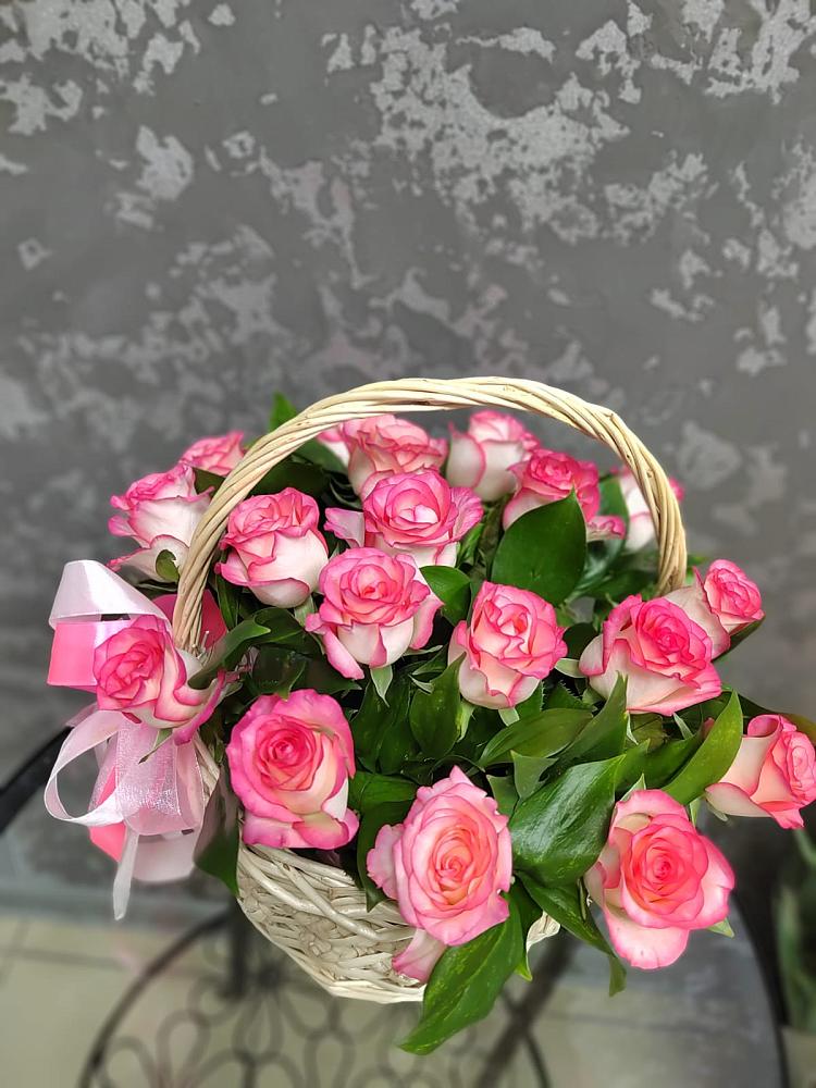 Цветочная композиция из Розы в корзине в Шайковке