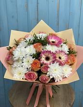 Букет цветов из:  Розы, Герберы и Хризантемы в Шайковке
