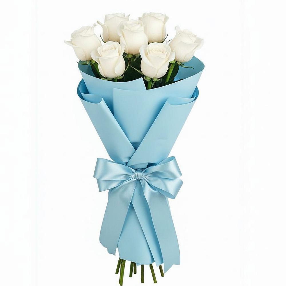 Букет 7 белых роз Проуд в Шайковке
