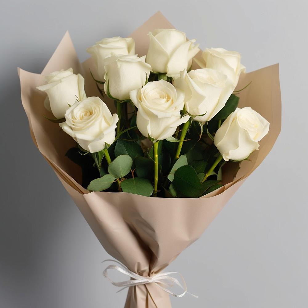 Букет 9 Белых роз Эдлесс Лав в Шайковке