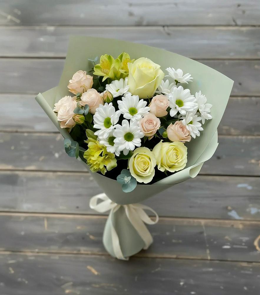 Букет цветов из: Альстромерии, Розы и Хризантемы в Шайковке