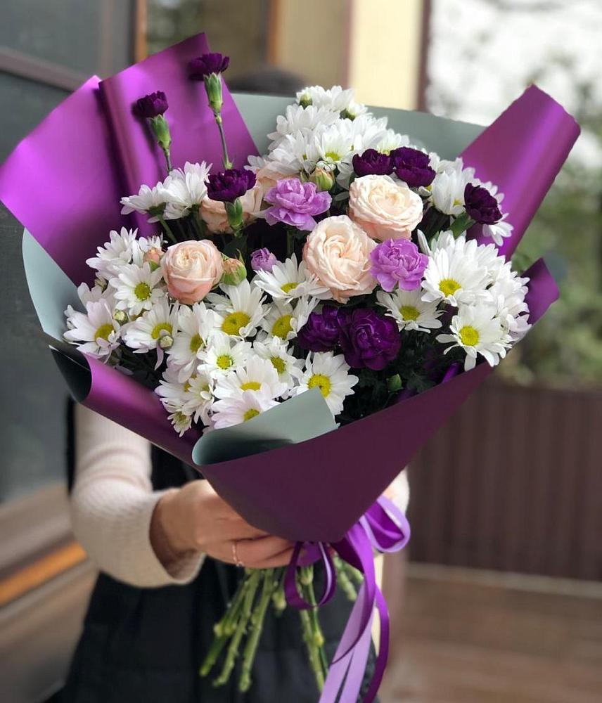 Букет цветов из: Хризантемы, Гвоздики и Розы в Шайковке