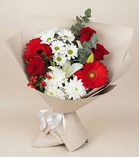 Букет цветов из:  Розы, Хризантемы, Герберы и Лилии в Шайковке