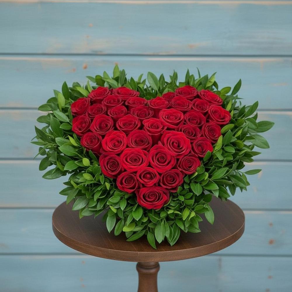 Цветочная композиция из Розы в виде сердца в Шайковке