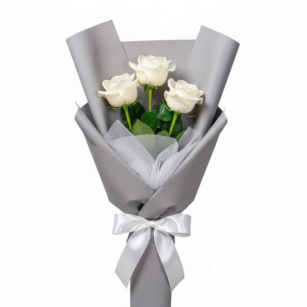Букет 3 белые розы в Шайковке