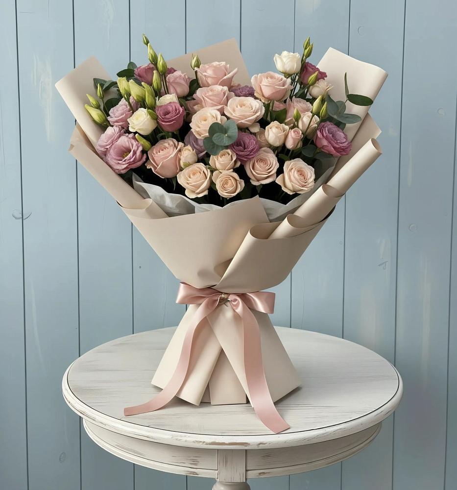 Букет цветов из: Розы и Лизиантусы в Шайковке