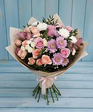 Букет цветов из:  Хризантемы, Розы и Альстромерии в Шайковке