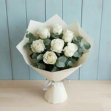 Букет Белые розы в Эвкалипте #REPLACE_PRED# Шайковке