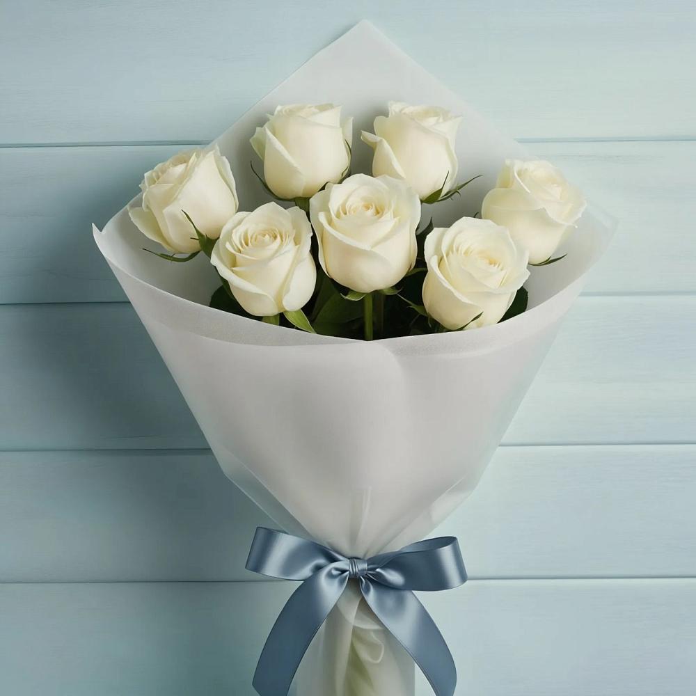Букет 7 Белых роз Эдлесс Лав в Шайковке
